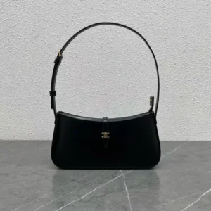 Celine Women Tina Shoulder Bag In Shiny Calfskin-Black 123053BF4