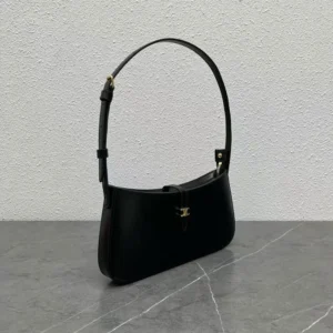 Celine Women Tina Shoulder Bag In Shiny Calfskin-Black 123053BF4