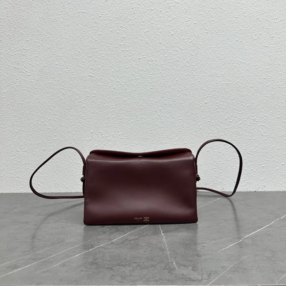 Celine Women Trio Flap In Smooth Lambskin-Maroon 10P862O86