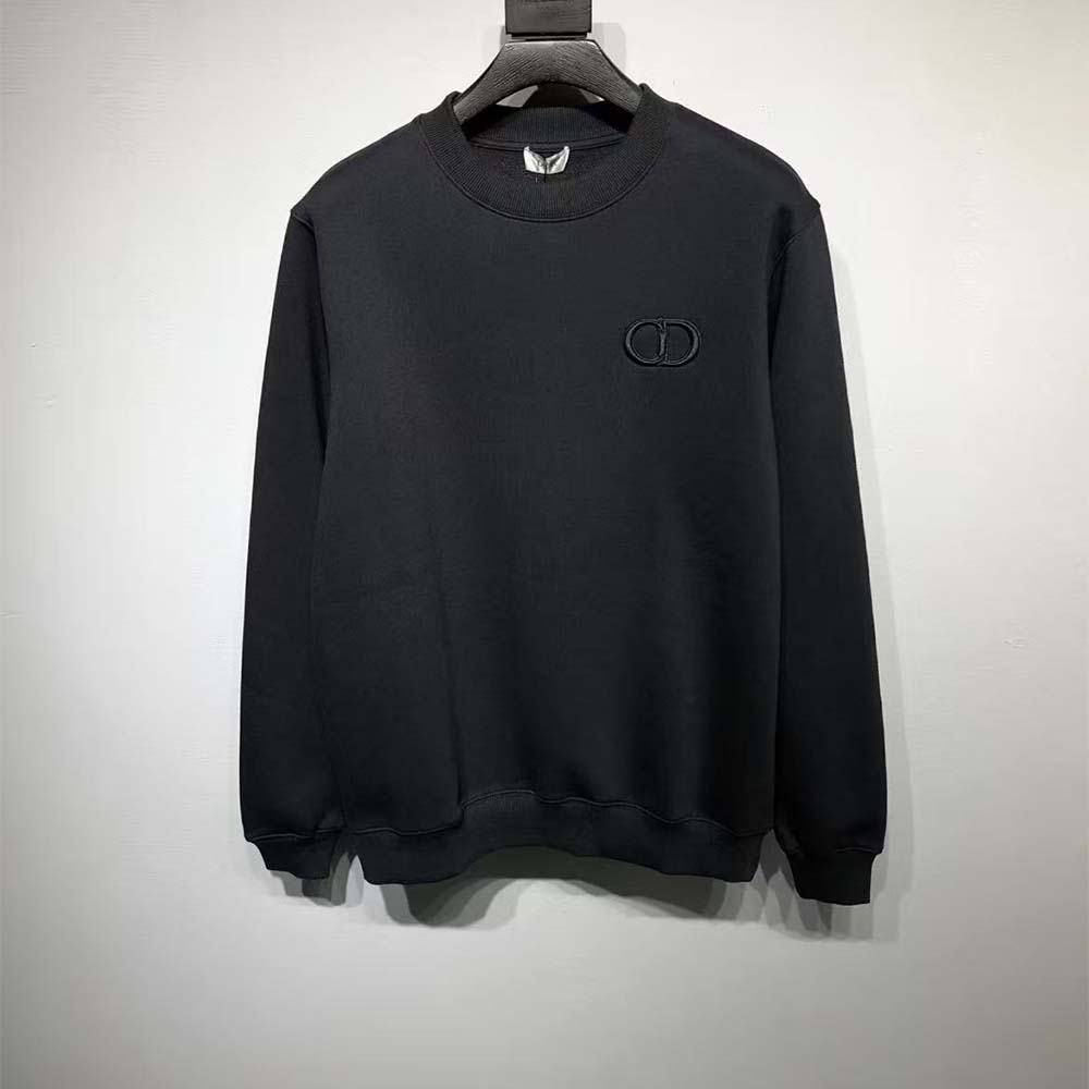 Dior Men CD Icon Sweatshirt Black Cotton Fleece 113J699A0531