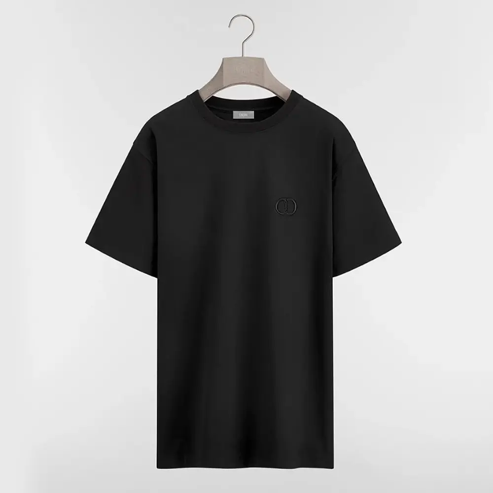 Dior Men CD Icon T-Shirt Regular Fit Black Cotton Jersey 013J600A0677