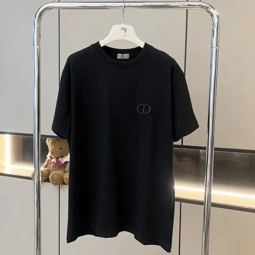 Dior Men CD Icon T-Shirt Regular Fit Black Cotton Jersey 013J600A0677