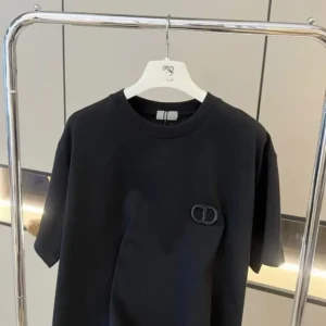Dior Men CD Icon T-Shirt Regular Fit Black Cotton Jersey 013J600A0677