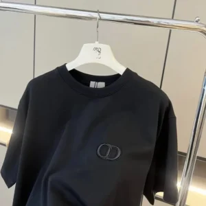 Dior Men CD Icon T-Shirt Regular Fit Black Cotton Jersey 013J600A0677