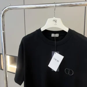 Dior Men CD Icon T-Shirt Regular Fit Black Cotton Jersey 013J600A0677