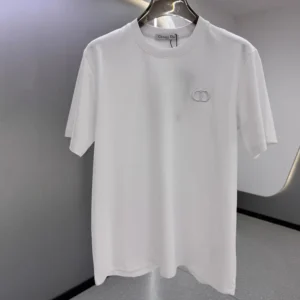 Dior Men CD Icon T-Shirt Regular Fit White Cotton Jersey 013J600A0677