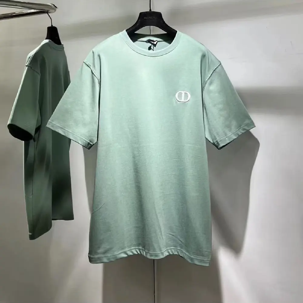 Dior Men CD Icon T-Shirt Relaxed Fit Aqua Cotton Jersey 943J605A0554
