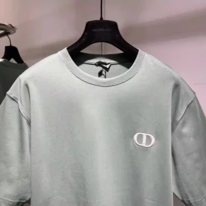 Dior Men CD Icon T-Shirt Relaxed Fit Aqua Cotton Jersey 943J605A0554