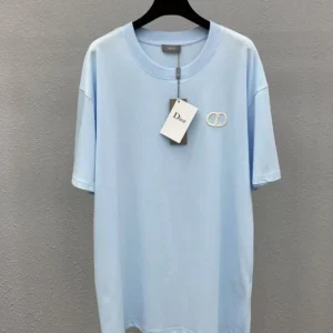 Dior Men CD Icon T-Shirt Relaxed Fit Blue Cotton Jersey 943J605A0554