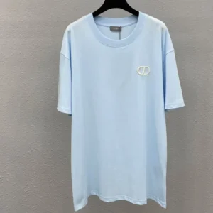 Dior Men CD Icon T-Shirt Relaxed Fit Blue Cotton Jersey 943J605A0554