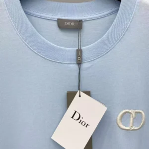 Dior Men CD Icon T-Shirt Relaxed Fit Blue Cotton Jersey 943J605A0554