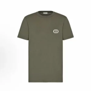 Dior Men CD Icon T-Shirt Relaxed Fit Dark Green Cotton Jersey 943J605A0554