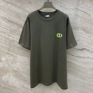 Dior Men CD Icon T-Shirt Relaxed Fit Dark Green Cotton Jersey 943J605A0554