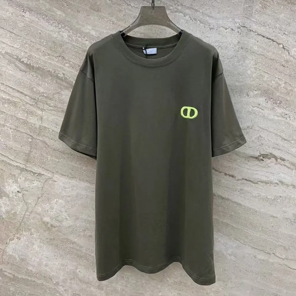 Dior Men CD Icon T-Shirt Relaxed Fit Dark Green Cotton Jersey 943J605A0554