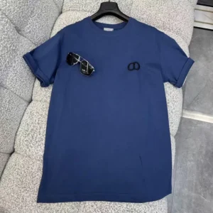 Dior Men CD Icon T-Shirt Relaxed Fit Navy Cotton Jersey 943J605A0554
