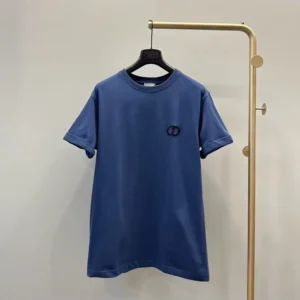 Dior Men CD Icon T-Shirt Relaxed Fit Navy Cotton Jersey 943J605A0554