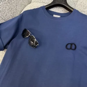 Dior Men CD Icon T-Shirt Relaxed Fit Navy Cotton Jersey 943J605A0554