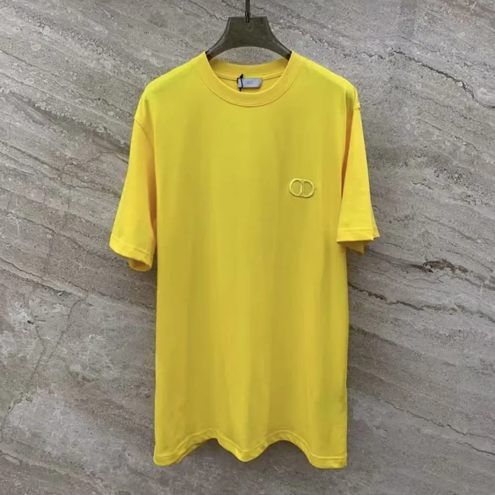 Dior Men CD Icon T-Shirt Relaxed Fit Yellow Cotton Jersey 943J605A0554