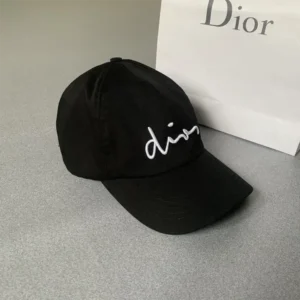 Dior Unisex Ribbon Cap Black Cotton Canvas