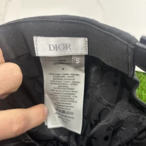 Dior Unisex Stussy Embroidered Logo Hat Black Cotton Canvas