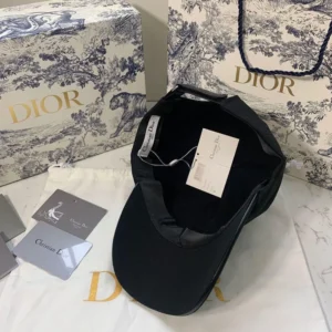 Dior Unisex Stussy Embroidered Logo Hat Black Cotton Canvas