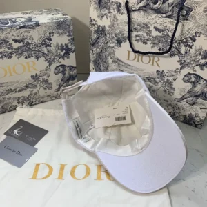 Dior Unisex Stussy Embroidered Logo Hat White Cotton Canvas