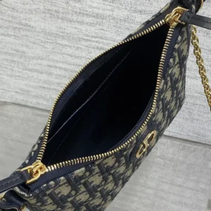 Dior Women 30 Montaigne Diorling Mini Bag with Chain Blue Dior Oblique Jacquard