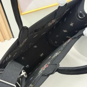 Dior Women Dioramour Medium Dior Book Tote with Strap Black Multicolor Revolution Flowers Embroidery