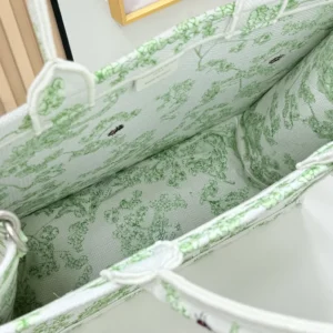 Dior Women Medium Dior Book Tote with Strap Green Multicolor Toile de Jouy Clover Embroidery