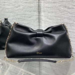 Dior Women Medium Dior Bow Bag Black Lambskin M0714OUQO