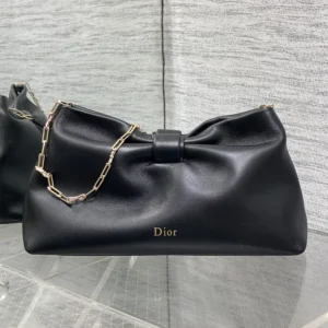 Dior Women Medium Dior Bow Bag Black Lambskin M0714OUQO