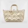 Dior Women Medium Dior Toujours Bag Metallic Gold-Tone Macrocannage Calfskin