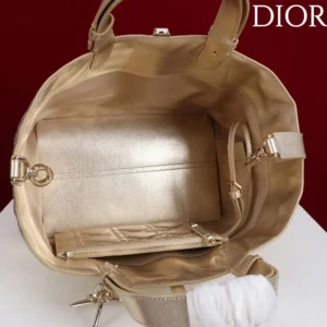Dior Women Medium Dior Toujours Bag Metallic Gold-Tone Macrocannage Calfskin