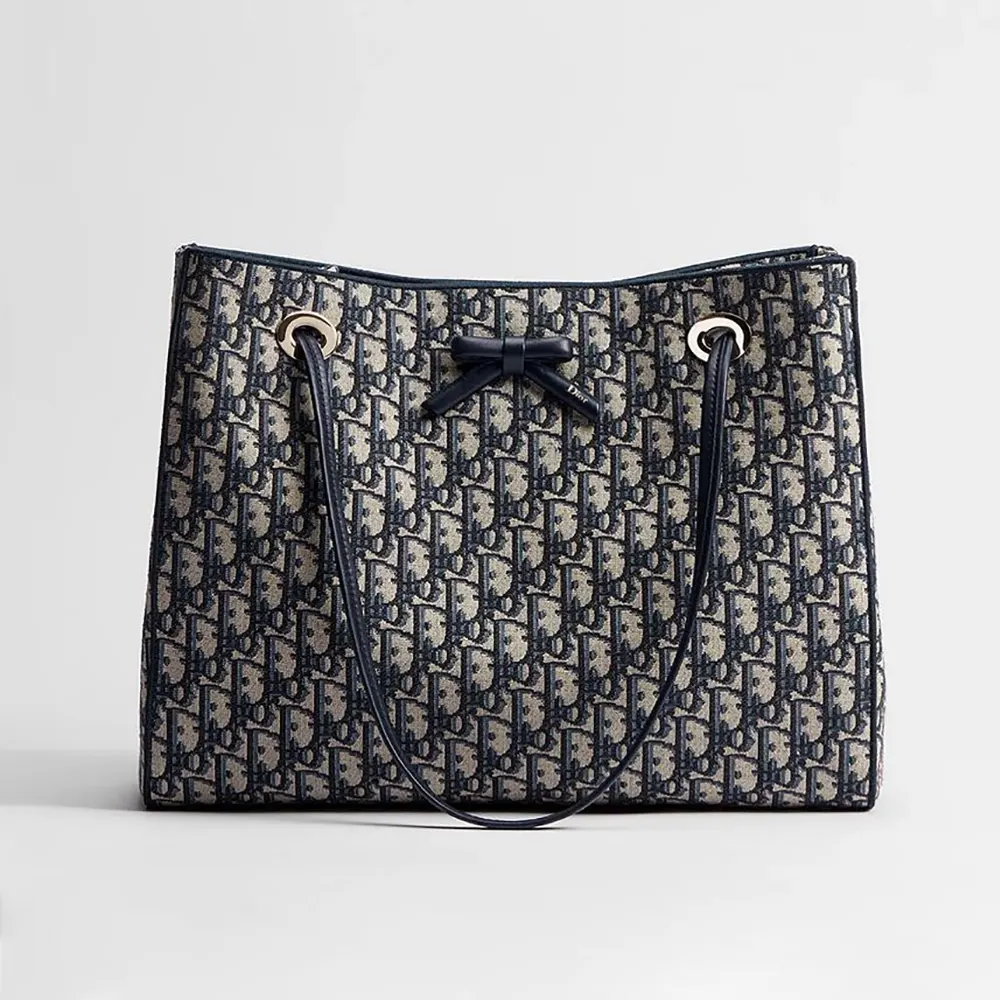 Dior Women Medium Shopping Bag Blue Dior Oblique Jacquard M1409OTZQ 1 Dior Women Medium Shopping Bag Blue Dior Oblique Jacquard M1409OTZQ
