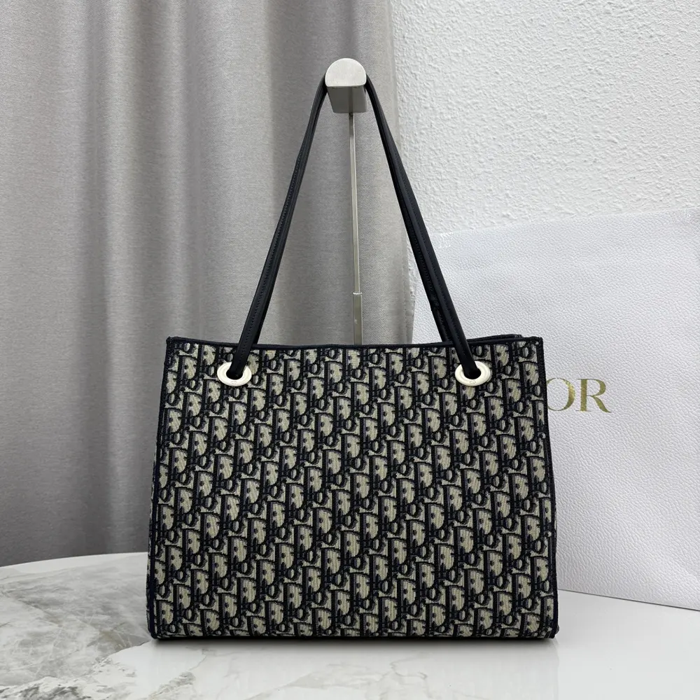 Dior Women Medium Shopping Bag Blue Dior Oblique Jacquard M1409OTZQ 3 Dior Women Medium Shopping Bag Blue Dior Oblique Jacquard M1409OTZQ