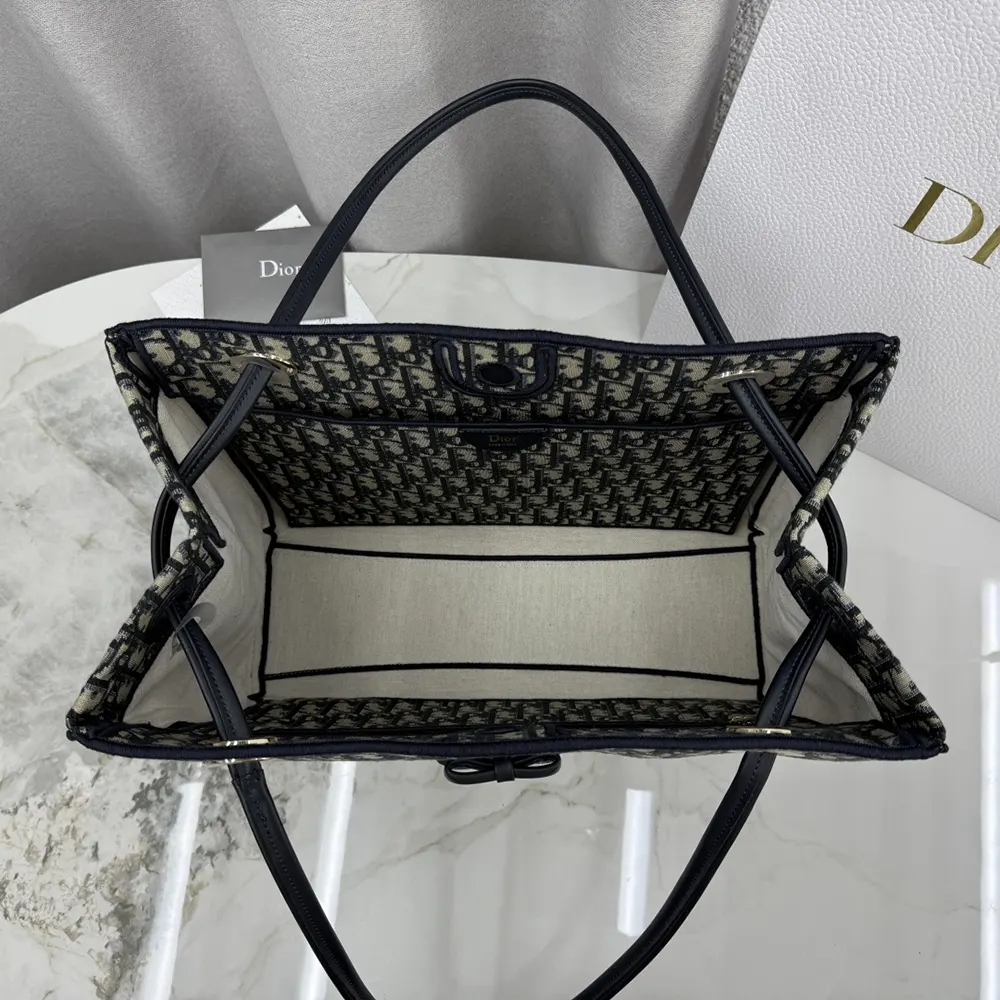 Dior Women Medium Shopping Bag Blue Dior Oblique Jacquard M1409OTZQ 7 Dior Women Medium Shopping Bag Blue Dior Oblique Jacquard M1409OTZQ
