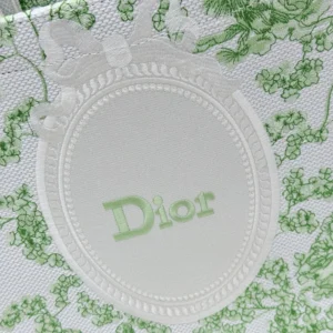 Dior Women Mini Dior Book Tote with Strap Green and White Toile de Jouy Clover