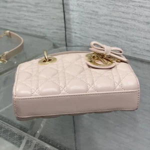 Dior Women Mini Lady D-Joy Bag Rose Soupir Cannage Lambskin M0636OUQA