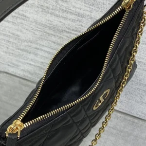 Dior Women Miss Caro Diorling Mini Bag with Chain Black Macrocannage Lambskin