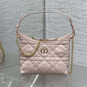 Dior Women Miss Caro Diorling Mini Bag with Chain Powder Pink Macrocannage Lambskin
