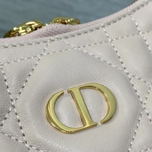 Dior Women Miss Caro Diorling Mini Bag with Chain Powder Pink Macrocannage Lambskin