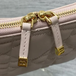 Dior Women Miss Caro Diorling Mini Bag with Chain Powder Pink Macrocannage Lambskin