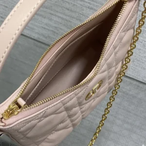 Dior Women Miss Caro Diorling Mini Bag with Chain Powder Pink Macrocannage Lambskin