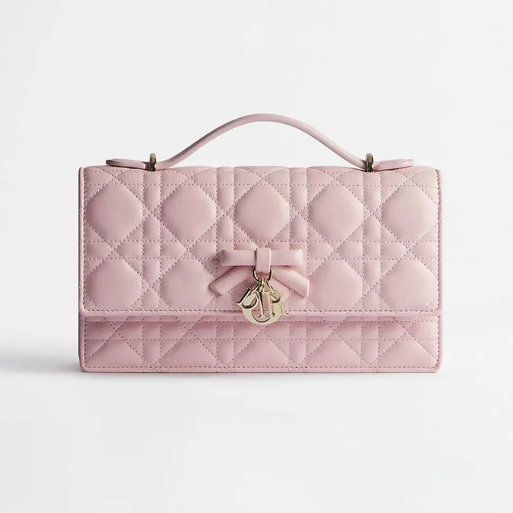 Dior Women My Dior Mini Bag Rose Soupir Cannage Lambskin S0984OUQA