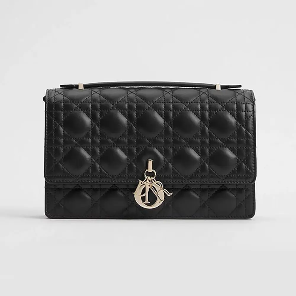 Dior Women My Dior Top Handle Bag Black Cannage Lambskin M0997ONGE 1 Dior Women My Dior Top Handle Bag Black Cannage Lambskin M0997ONGE