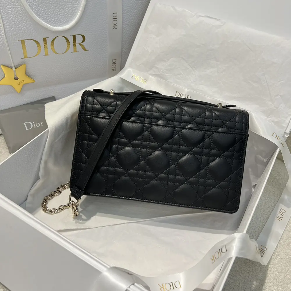 Dior Women My Dior Top Handle Bag Black Cannage Lambskin M0997ONGE 3 Dior Women My Dior Top Handle Bag Black Cannage Lambskin M0997ONGE