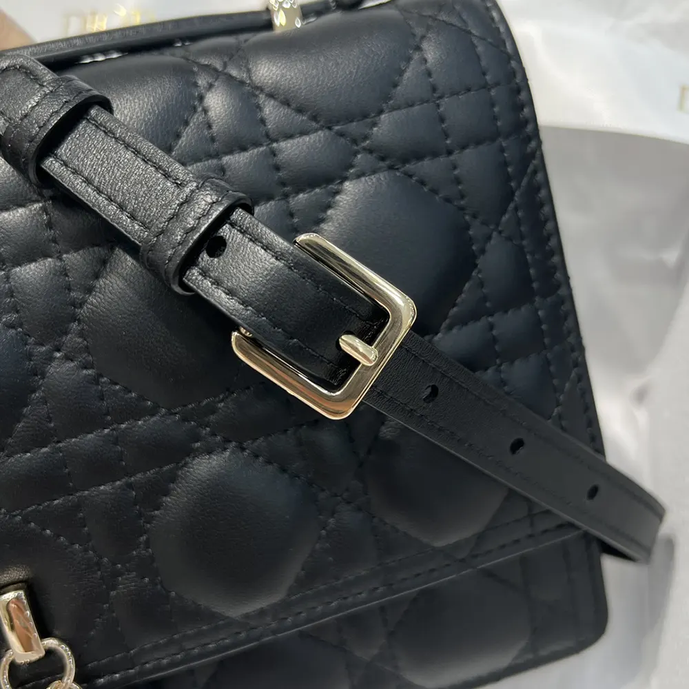 Dior Women My Dior Top Handle Bag Black Cannage Lambskin M0997ONGE 10 Dior Women My Dior Top Handle Bag Black Cannage Lambskin M0997ONGE