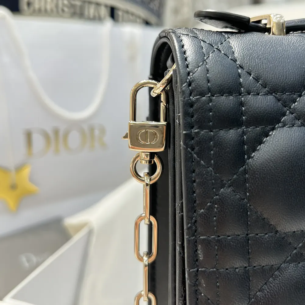 Dior Women My Dior Top Handle Bag Black Cannage Lambskin M0997ONGE 9 Dior Women My Dior Top Handle Bag Black Cannage Lambskin M0997ONGE