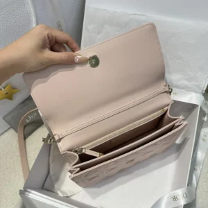 Dior Women My Dior Top Handle Bag Pink Cannage Lambskin