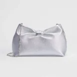 Dior Women Or Small Dior Bow Bag Silver-Tone Laminated Lambskin